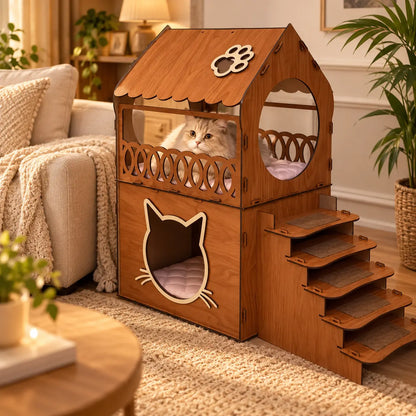 Wooden Cat Mansion